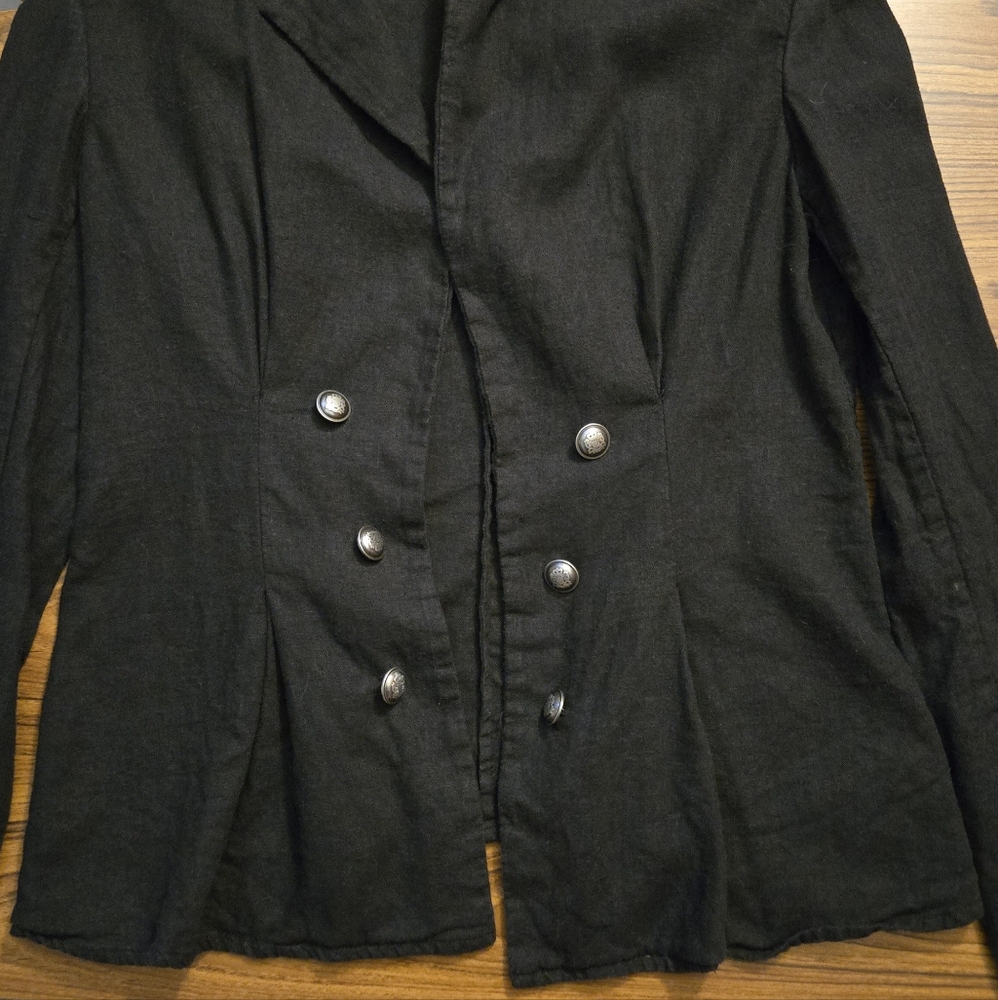 Free People Double Breasted Black Linen Jacket - Picture 5 of 10